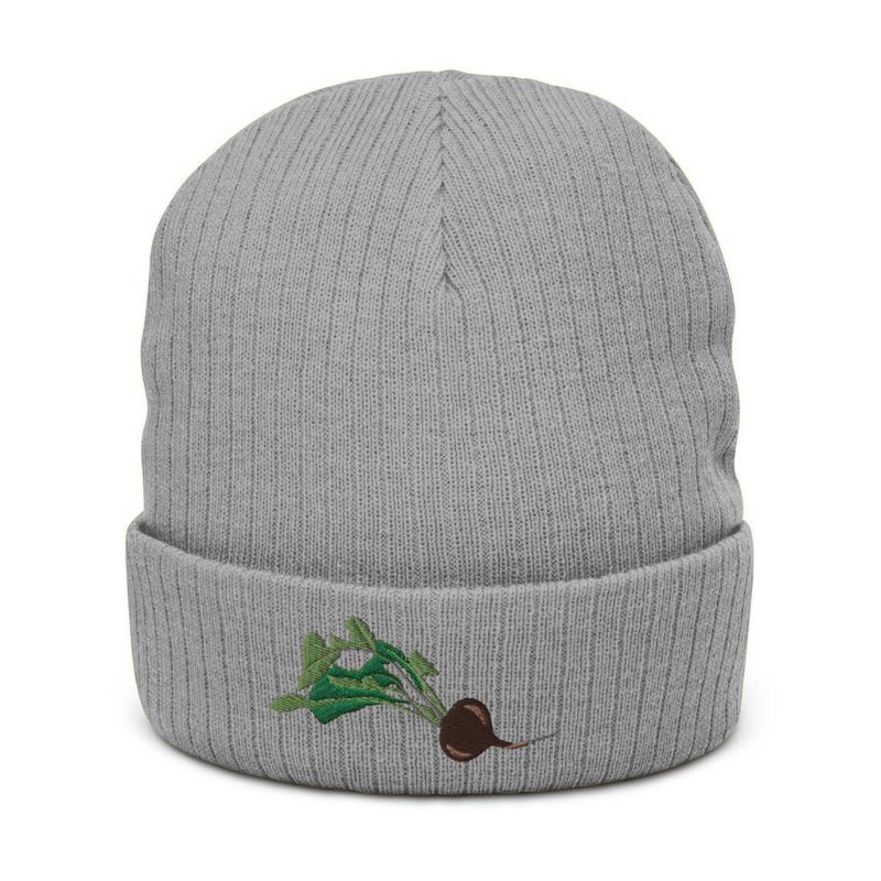 Radish Embroidery Grey Cute Beanie